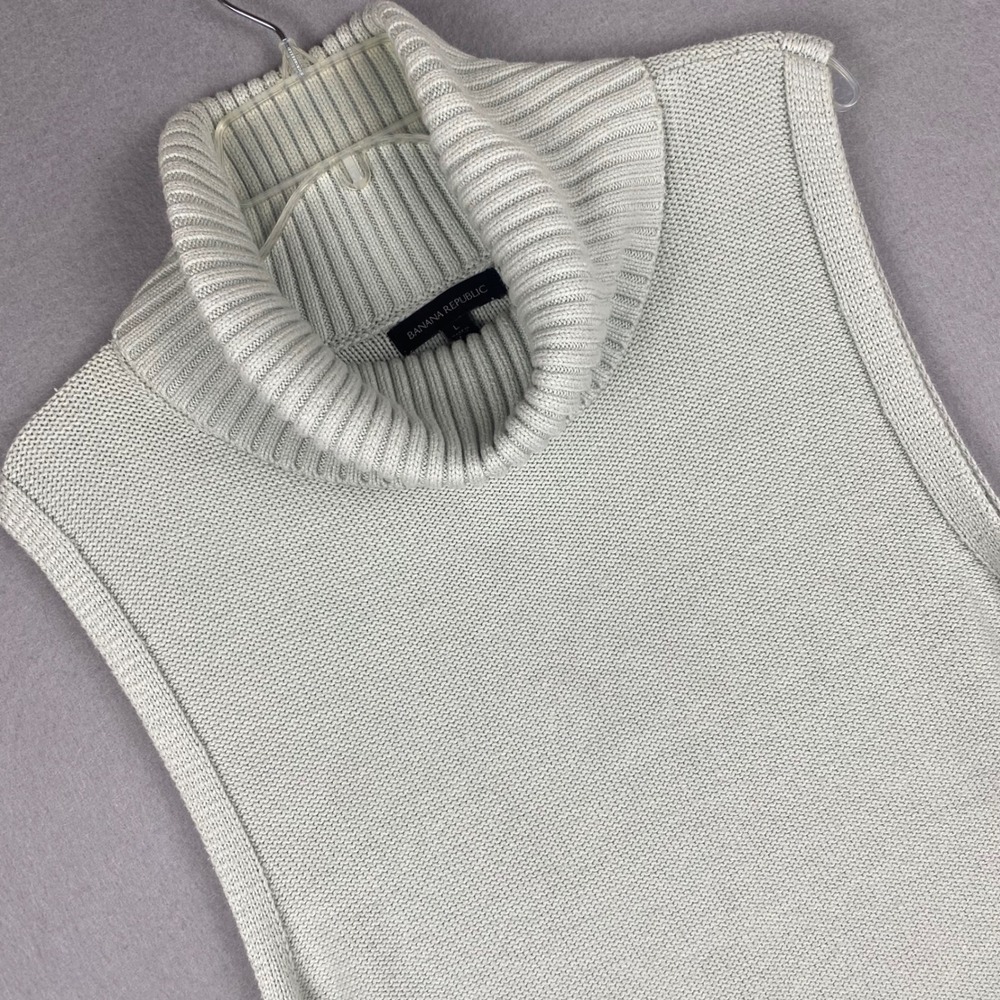 Banana Republic Womens Large Light Green Sleeveless Turtleneck Sweater High-Low